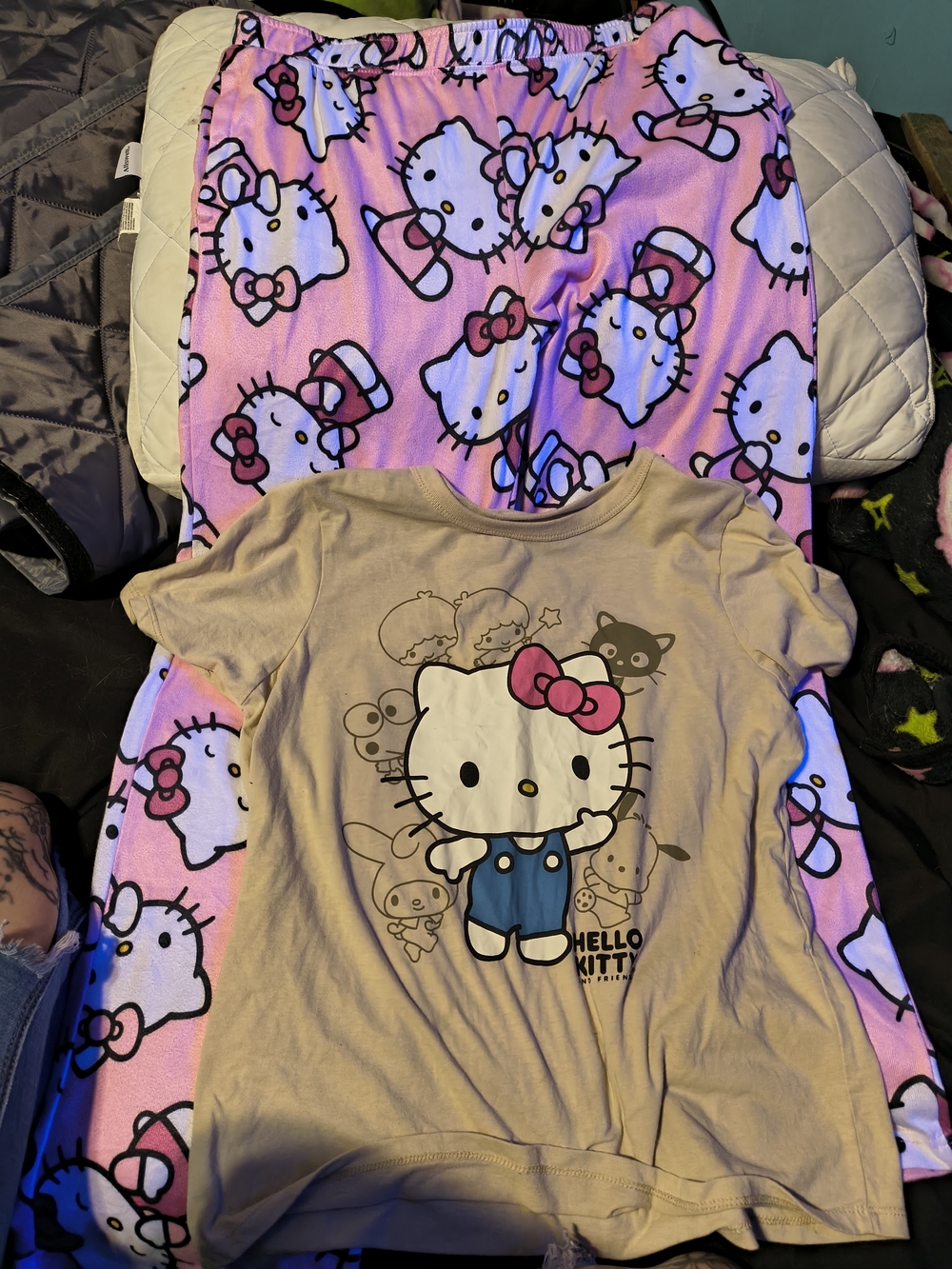 Hello Kitty Pink & White Printed Pajama Bottoms